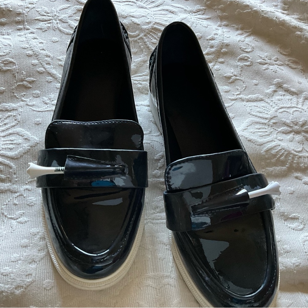 Tory Burch Sport Navy Patent Leather Golf Loafers
